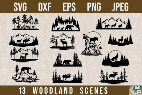 Woodland Animals Forest Scenes Gráfico Manualidades Por Moonglow Digital Arts