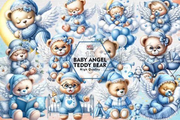 Baby Angel Teddy Bear Clipart PNG Illustration Artisanat Par PIG.design
