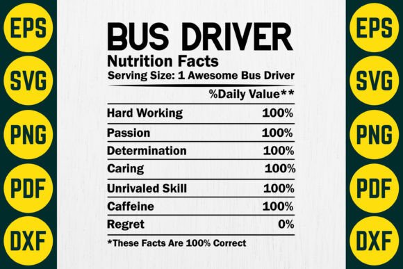 Bus Driver Nutrition Facts SVG Design Graphic Crafts By Craft Sublimation Design