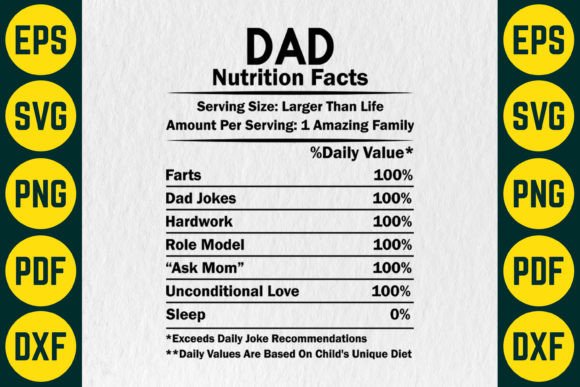 Dad Nutrition Facts SVG Design Graphic Crafts By Craft Sublimation Design