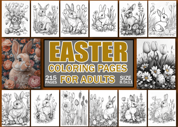 Easter Coloring Book for Adults -V2 Afbeelding Kleurplaten & Kleurboeken voor Volwassenen Door Design Home