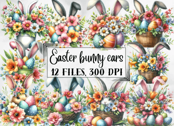 Easter Clipart, Easter Bunny Ears Png Graphic Illustrations By AnetArtStore