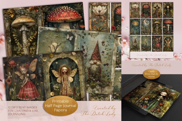 Fairytale Woodland Junk Journal Papers Gráfico Manualidades Por daphnepopuliers