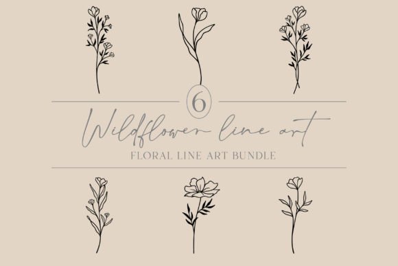 Flower Line Art Bundle | Elegant Florals Graphic Illustrations By RachelFredericksCreative