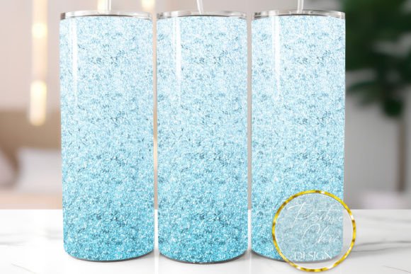 Glitter Blue Ombre Tumbler Wrap Design Graphic Crafts By PositiveChic