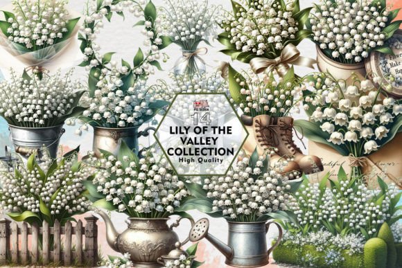 Lily of the Valley Collection Clipart Graphic Crafts By PIG.design