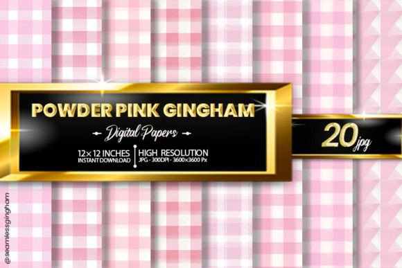 Powder Pink Gingham Digital Papers Graphic Patterns By Hurairagraphics