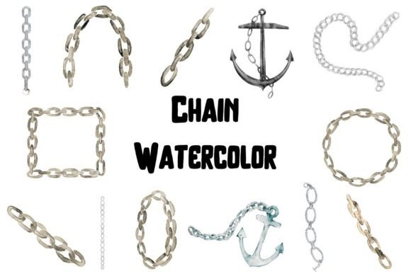 Watercolor Chain Clipart Graphic Illustrations By BigBosss