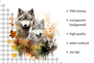 Watercolor Wolves PNG Illustration Grafik Druckbare Illustrationen Von MashMashStickers