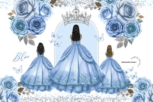 Arch Blue Princess Dresses Clipart Gráfico Ilustraciones Imprimibles Por SunflowerLove