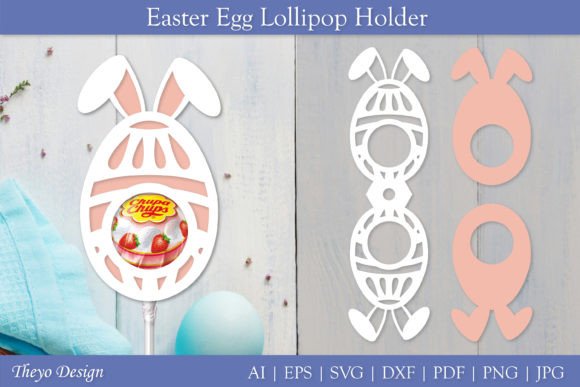 Easter Egg Lollipop Holder SVG Gráfico SVG 3D Por Theyo Design