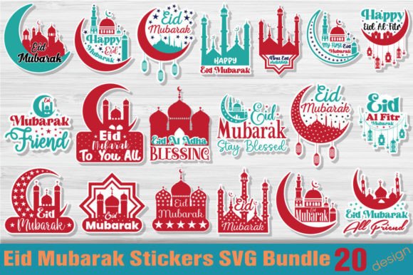 Eid Mubarak Stickers SVG Bundle Graphic Crafts By DollarSmart