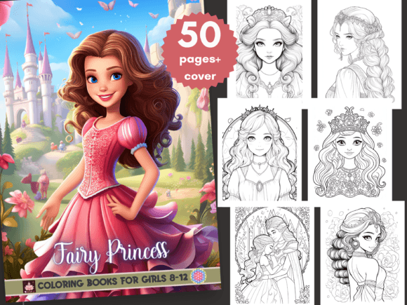 Fairy Princess Coloring Books for Girls Graphic Coloring Pages & Books Kids By Laxuri Art