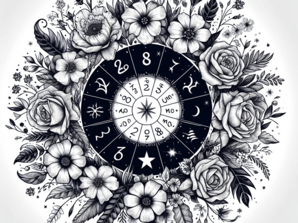 Hand Drawn Celestial Birth Month Flowers Graphic Illustrations By dsgncurve