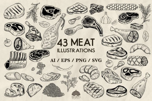Meat Svg Png Eps Illustration Illustrations Imprimables Par HappyWatercolorShop