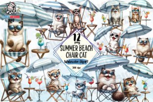 Summer Beach Chair Cat Clipart PNG Graphic Crafts By COW.design 1