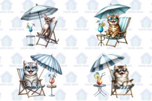 Summer Beach Chair Cats Clipart PNG Grafika Rękodzieła Przez Kookie House 4
