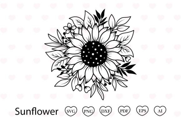 Sunflower Svg, Flower Svg Grafika Szablony do Druku Przez Tadashop Design