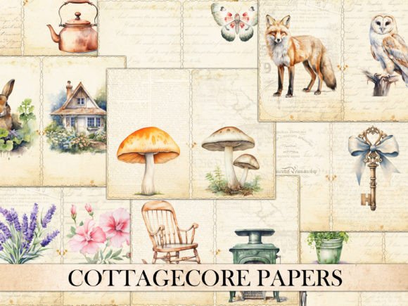 Vintage Cottagecore Junk Journal Papers Grafik Hintegründe Von Digital Attic Studio