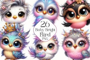 Watercolor Baby Bright Bird Clipart Graphic Illustrations By Dreamshop 1
