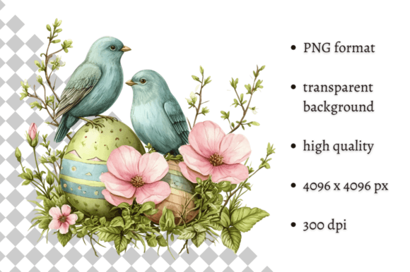 Watercolor Easter Birds Illustration Graphic Illustrations By MashMashStickers