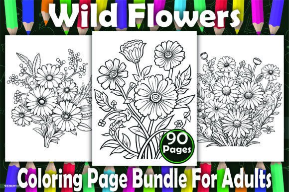 90 Wild Flowers Coloring Pages -KDP Graphic Coloring Pages & Books Adults By (US) Design Studio