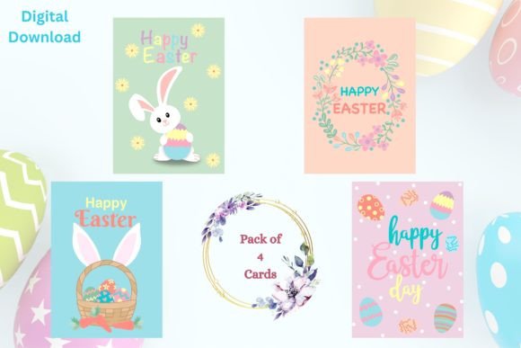 Cute Easter Digital Card - Set of 4 Graphic Crafts By archiegupta1908