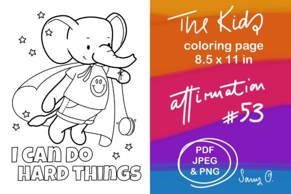Elephant I Can Kids Affirmation Coloring Graphic Illustrations By Sany O.
