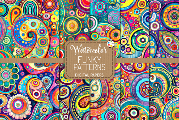 Funky Patterns Set 6 - Watercolor Art Gráfico Patrones de Papel Por Prawny