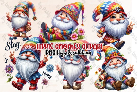 Hippie Gnomes Clipart PNG Graphics Illustration Artisanat Par Big Daddy
