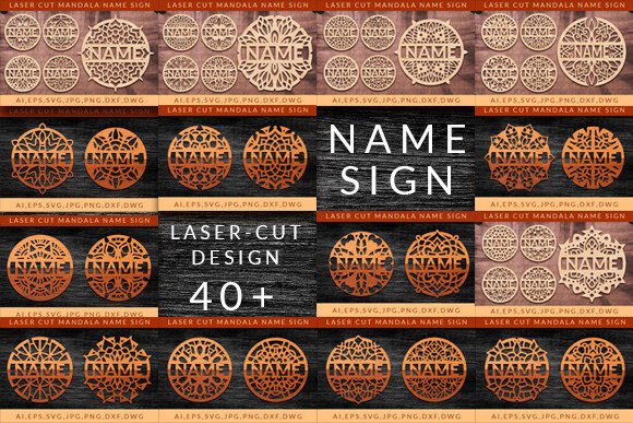 Laser Cut Mandala Name Sign SVG Bundle Illustration SVG 3D Par Art Hub