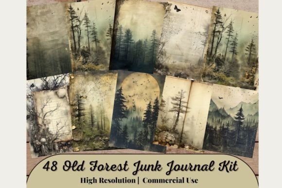Old Forest Junk Journal Kit Graphic AI Graphics By 99CentsCrafts