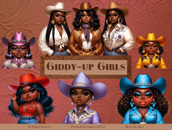 Western Chibi Clipart Afro Cowgirl Graphic AI Transparent PNGs By Lameeca Jennings