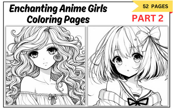 Part 2 (Anime Girls Coloring Pages) Graphic Coloring Pages & Books Kids By Coffee mix