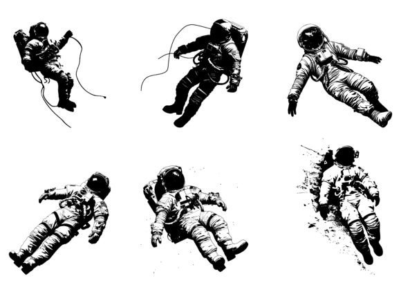 Astronaut in Spacesuit Retro Style Graphic Illustrations By jesmindesigner