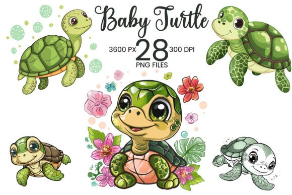 Baby Turtles Clip Art Super Cute Graphic Illustrations By Fun Digital