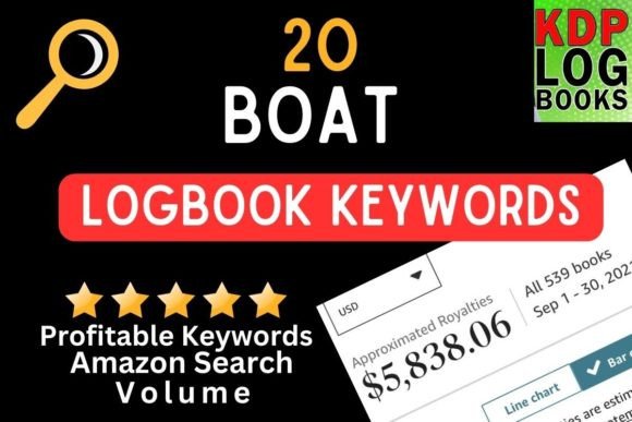 Boat Logbook Keywords for Amazon KDP Graphic KDP Keywords By Nancy's Design Hub