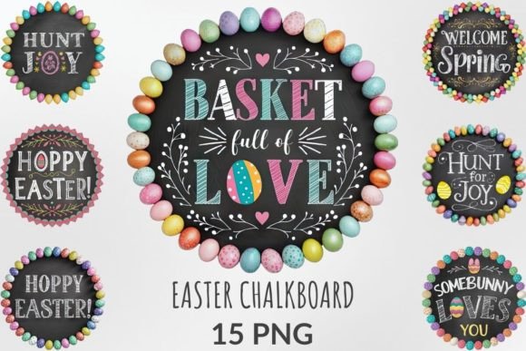 Easter Chalkboard Sublimation Bundle Grafika Ilustracje do Druku Przez DigitalCreativeDen
