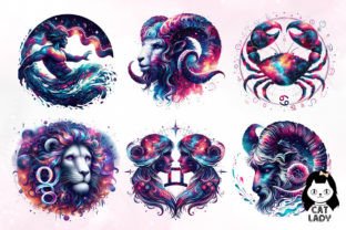 Galaxy Signs Zodiac Sublimation Clipart Graphic Illustrations By Cat Lady 3