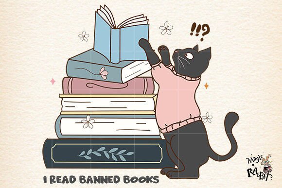 I Read Banned Books Black Cat PNG Graphic Illustrations By Magic Rabbit