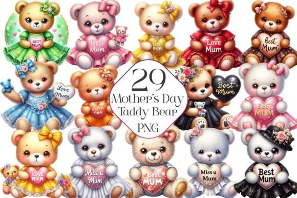 Mothers Day Taddy Bear Clipart Graphic Illustrations By Dreamshop