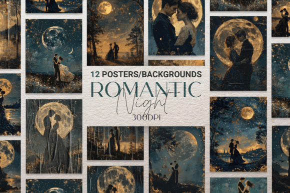 Romantic Night Graphic Backgrounds By curvedesign