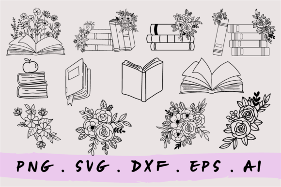Books & Flower Svg | Book Svg File Graphic Crafts By NetArtStudio