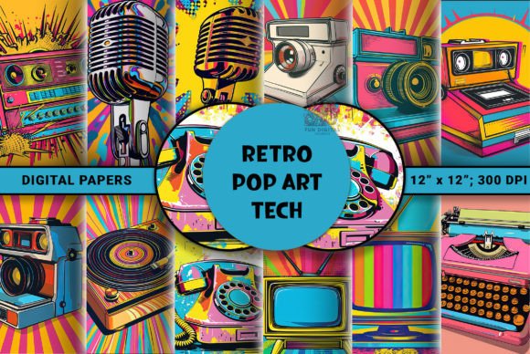 Retro Pop Art Fun Vintage Tech Music Graphic Backgrounds By Fun Digital
