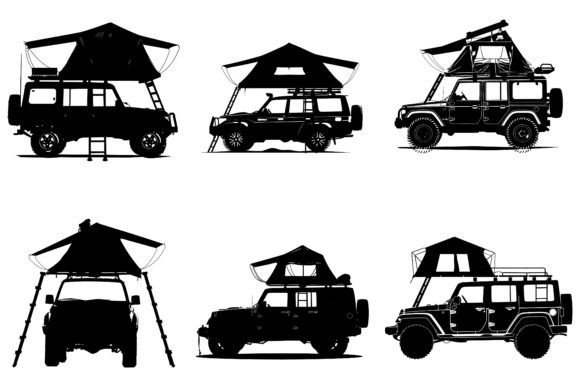 Silhouette of Camping Vehicle Gráfico Artesanato Por jesmindesigner