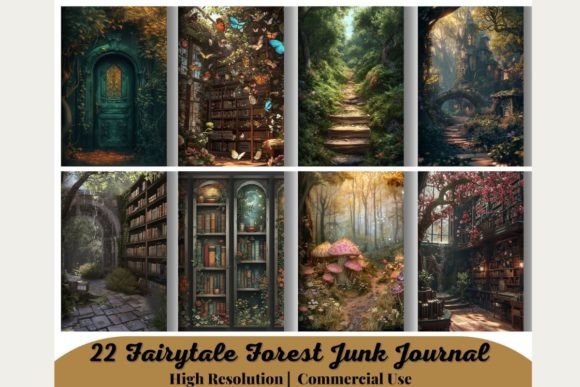 Fairytale Forest Junk Journal Papers Gráfico Patrones IA Por 99CentsCrafts