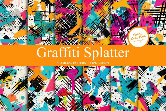 Graffiti Splatter Seamless Pattern Gráfico Padrões de Papel Por Fomo Creative