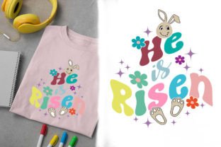 He is Risen Bunny Retro PNG Design Graphic T-shirt Designs By nusrat 87 3