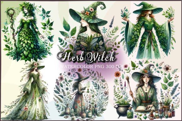 Herbal Witchcraft Watercolor Clipart Afbeelding Afdrukbare Illustraties Door Md Shahjahan