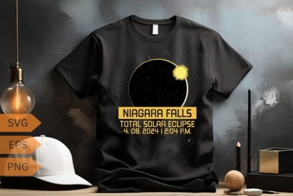 Niagara Falls Total Solar Eclipse 2024 Graphic T-shirt Designs By mizanrahmanmiraz